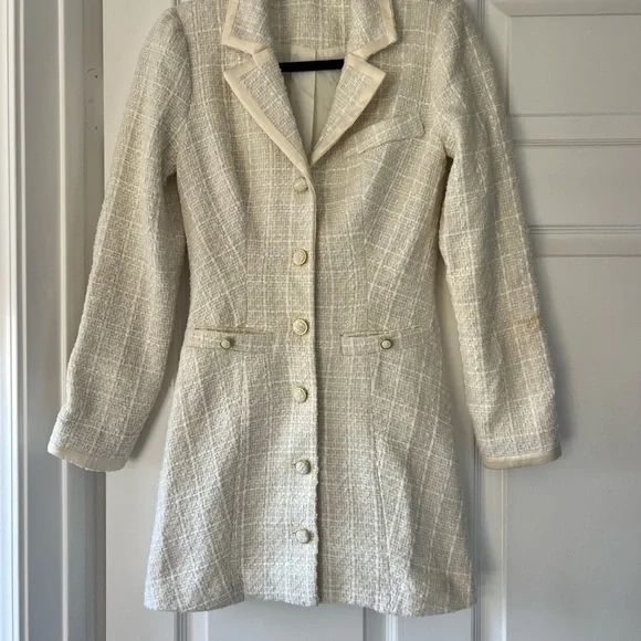 Reformation Ivory Textured Long Blazer - Picture 1 of 3